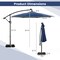 10 Feet Navy Offset Patio Umbrella with LED Lights and Double Canopy and 360° Rotation for Outdoor Shade